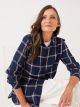 Buttoned Plaid Long Sleeve Gabardine Women's Shirt