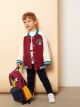 College Collar Long Sleeve Mickey Mouse Embroidered Baby Boy Bomber Jacket