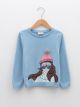 Crew Neck Printed Long Sleeve Girl Tricot Sweater