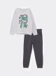 Crew Neck Printed Long Sleeve Boy Sweatshirt and Sweatpants