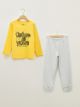 Crew Neck Printed Long Sleeve Boy Pajama Set