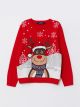 Crew Neck Christmas Themed Long Sleeve Boy Knitwear Sweater