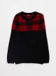 Crew Neck Plaid Long Sleeve Boy Tricot Sweater