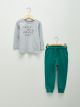 Crew Neck Long Sleeve Printed Baby Boy T-shirt and Jogger Pants 2-Piece Set