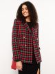 Buttoned Plaid Long Sleeve Women's Jacket