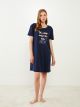 Crew Neck Printed Short Sleeve Cotton Women's Nightgown