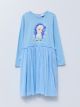 Crew Neck Elsa Printed Long Sleeve Girl Dress