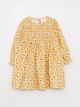 Crew Neck Long Sleeve Printed Baby Girl Dress