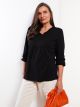 Tie Collar Straight Long Sleeve Cotton Women's Blouse