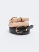 Leather Look Self Patterned Slim Women's Belt 2-Pack