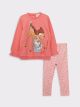 Crew Neck Long Sleeved Bambi Printed Sweatshirt and Tights 2-pack