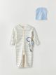 Crew Neck Long Sleeve Striped Baby Boy Rompers and Beanie 2-Piece Set