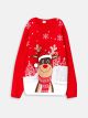 Crew Neck New Year Themed Long Sleeve Girl Tricot Sweater