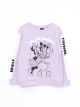 Crew Neck Minnie Mouse and Daisy Duck Printed Long Sleeve Girl Sweatshirt