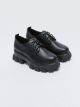 Leather Look Lace-Up Thick Sole Women's Classic Shoes