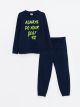 Crew Neck Printed Long Sleeve Boy Sweatshirt and Sweatpants