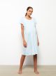 Crew Neck Patterned Short Sleeve Cotton Maternity Nightgown