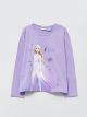 Crew Neck Elsa Printed Long Sleeve Cotton Girl T-shirt