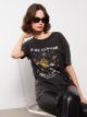 Crew Neck Printed Short Sleeve Cotton Women's T-shirt