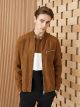 Slim Fit Biker Collar Suede Men's Coat