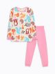 Crew Neck Printed Long Sleeve Girl Pajama Set