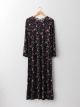 Crew Neck Floral Long Sleeve A-Line Viscose Women's Dress