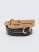 Leather Look Womens Slim Belt 2-Pack