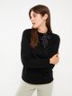 Tie Collar Straight Long Sleeve Women's Knitwear Sweater