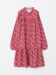 Crew Neck Patterned Long Sleeve Gabardine Girl Dress