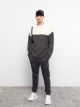 Crew Neck Long Sleeve Men's Tricot Sweater with Color Block