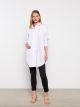 Shirt Collar Straight Long Sleeve Poplin Maternity Tunic