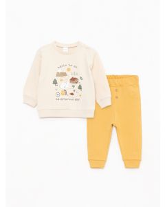 Crew Neck Long Sleeve Printed Baby Boy 2-Pack Set