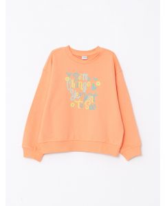 Crew Neck Printed Long Sleeve Girl Sweatshirt