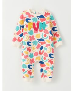 Crew Neck Long Sleeve Printed Baby Girl Jumpsuit