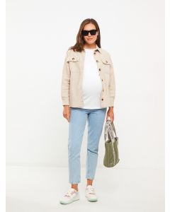 Buttoned Regular Long Sleeve Gabardine Maternity Shirt Jacket