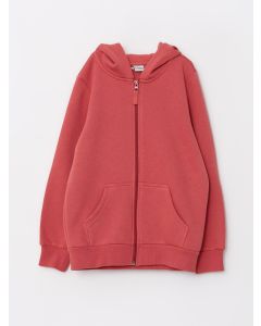 Hooded Basic Long Sleeve Girl Zippered Sweatshirt