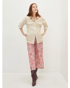 Elastic Waist Patterned Bell-Bottoms Viscose Maternity Trousers