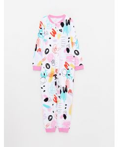 Crew Neck Printed Long Sleeve Girl Jumpsuit