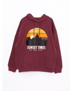 Hooded Printed Long Sleeve Women's Sweatshirt