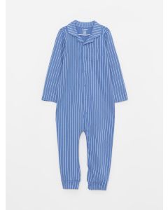 Polo Neck Long Sleeve Striped Baby Boy Jumpsuit