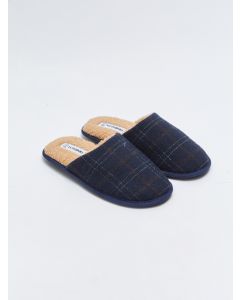 Checked Patterned Closed Front Men's Indoor Slippers