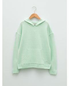 Hooded Basic Long Sleeve Girl Tricot Sweater