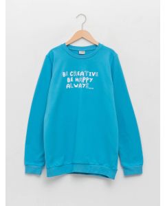 Crew Neck Printed Long Sleeve Boy Sweatshirt