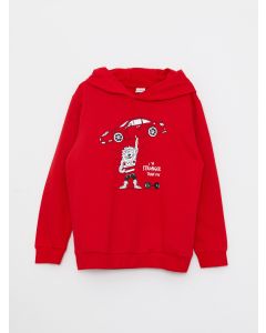 Hooded Printed Long Sleeve Boy Sweatshirt