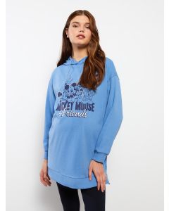 Hooded Mickey Mouse Printed Long Sleeve Maternity Tunic