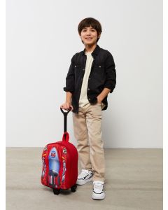 Printed Boy's School Bag with Pull Mechanism