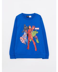 Crew Neck Marvel Printed Long Sleeve Boys Sweatshirt