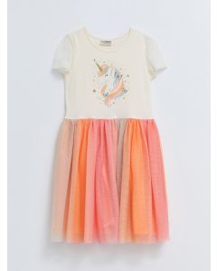 Crew Neck Short Sleeve Girl Dress