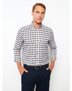 Regular Fit Long Sleeve Plaid Men's Shirt