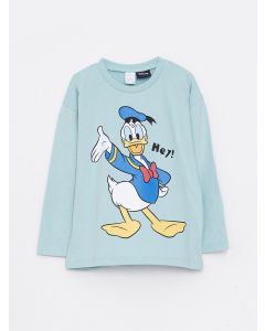 Crew Neck Long Sleeve Donald Duck Printed Baby Boy T-Shirt